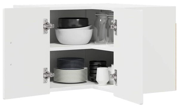 VidaXL Fali sarokszekrény PORTO Magas Fényű Fehér 57 x 57 x 40 cm