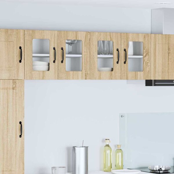 VidaXL Fali üveges szekrény PORTO 2 pcs Sonoma tölgy 60 x 31 x 40 cm