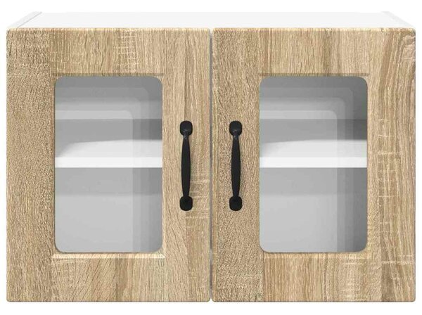 VidaXL Fali üveges szekrény PORTO 2 pcs Sonoma tölgy 60 x 31 x 40 cm
