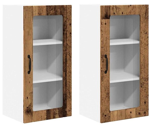 VidaXL Konyhaszekrény polcokkal 2 pcs Öreg fa 40 x 31 x 80 cm Faanyag