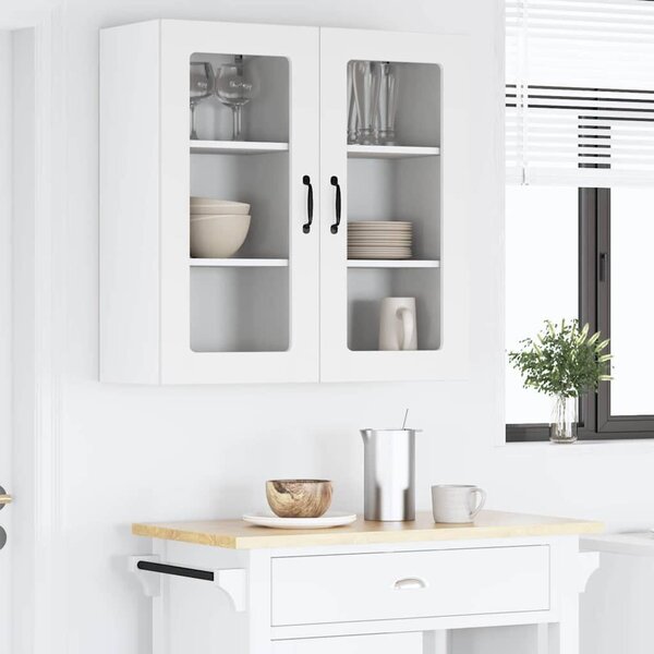 VidaXL Fali üveges szekrény PORTO 2 pcs Magas Fényű Fehér