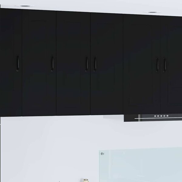 VidaXL Konyhaszekrény polcokkal 2 pcs Fekete 30 x 31 x 80 cm Faanyag