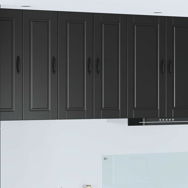 VidaXL Konyhaszekrény polcokkal 2 pcs Fekete 30 x 31 x 80 cm Faanyag