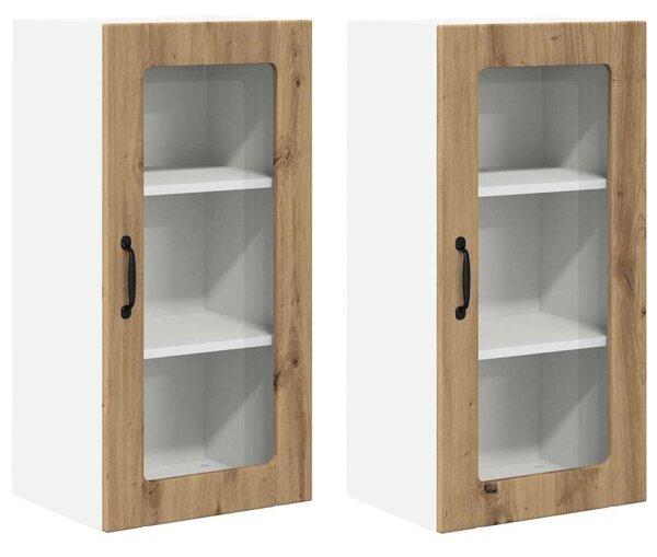 VidaXL Fali üveges szekrény PORTO 2 db Artisan tölgy Szerelt Fa