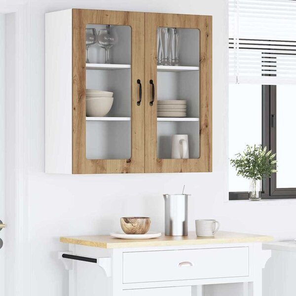 VidaXL Fali üveges szekrény PORTO 2 db Artisan tölgy Szerelt Fa