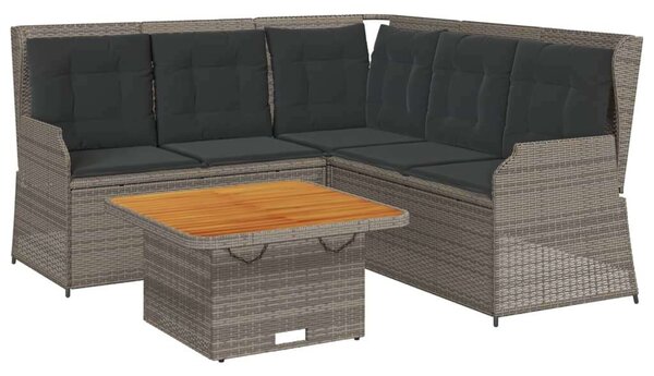 VidaXL Polyrattan Kerti Ülőgarnitúra - 4 részes - Szürke
