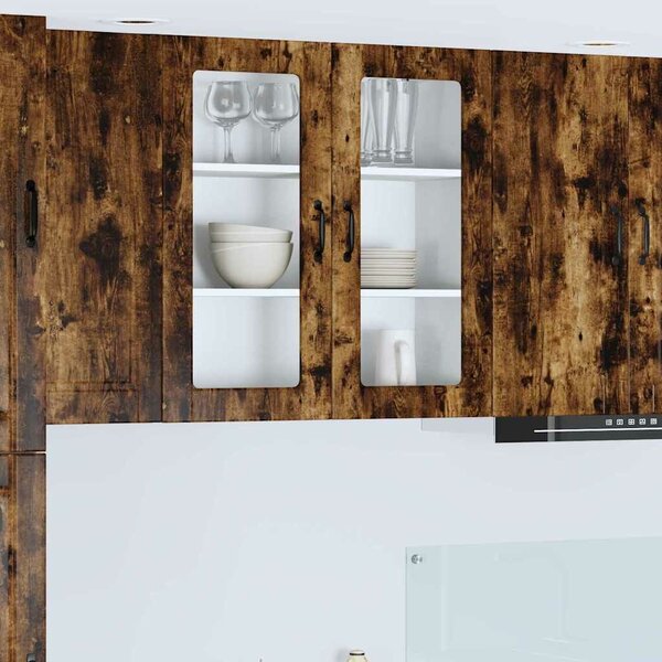 VidaXL Fali üveges szekrény PORTO Füstölt tölgy 80 x 31 x 80 cm