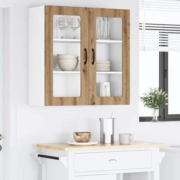 VidaXL Fali üveges szekrény PORTO Artisan tölgy 80 x 31 x 80 cm