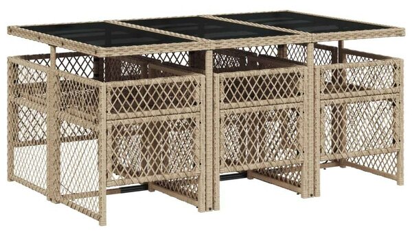 VidaXL Polyrattan Kerti Étkezőgarnitúra - 7 részes, Bézs