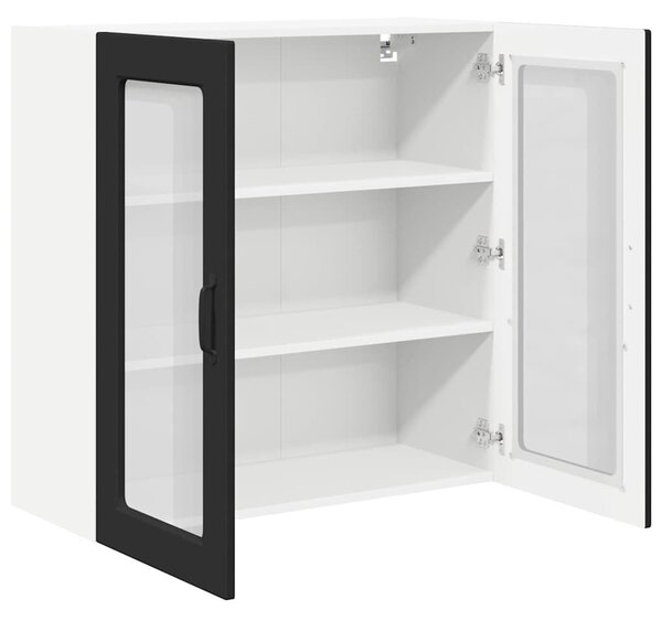 VidaXL Fali üveges szekrény PORTO Fekete 80 x 31 x 80 cm Faanyag