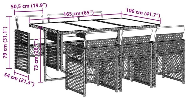 VidaXL Polyrattan Kerti Étkezőgarnitúra - 7 részes, Bézs