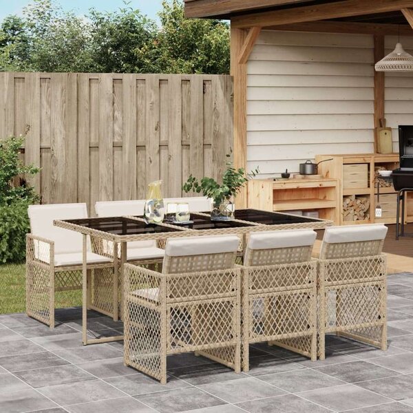 VidaXL Polyrattan Kerti Étkezőgarnitúra - 7 részes, Bézs