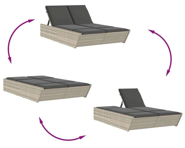 VidaXL Dupla Napozóágy - Polyrattan - 200cm