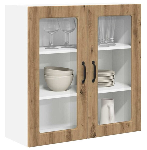 VidaXL Fali üveges szekrény PORTO Artisan tölgy 80 x 31 x 80 cm