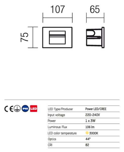 Inner kültéri LED süllyesztett lámpa, sötétszűrke 10166