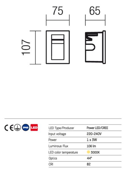 Inner kültéri LED süllyesztett lámpa, sötétszűrke 10167