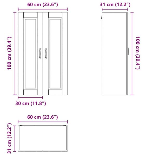 VidaXL Konyhaszekrény polcokkal Barna Tölgy 60 x 31 x 100 cm Faanyag