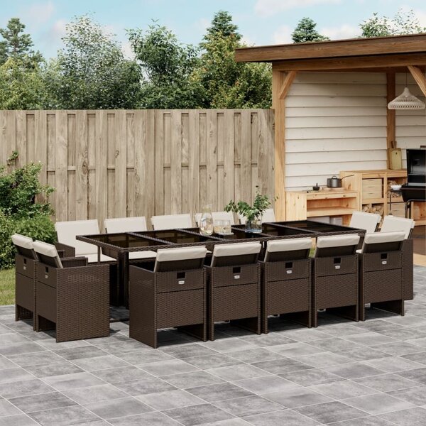 VidaXL 15 részes barna polyrattan kerti ülőgarnitúra párnákkal