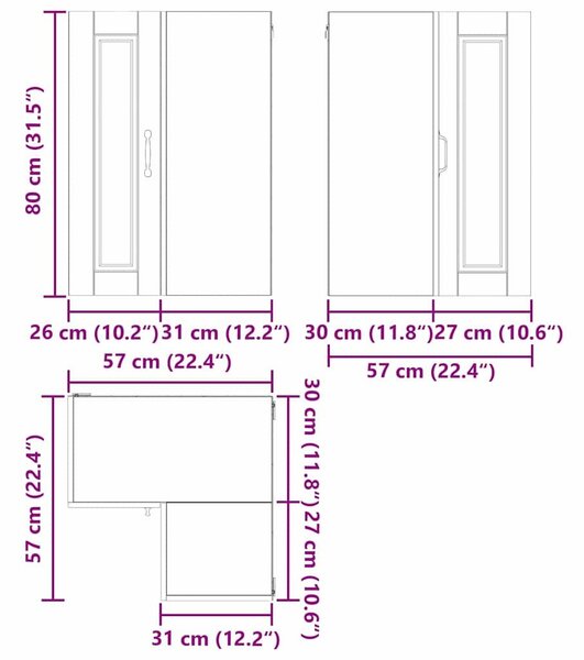 VidaXL Konyhaszekrény polcokkal Barna Tölgy 57 x 57 x 80 cm Faanyag