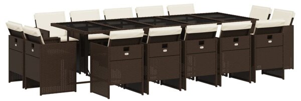 VidaXL 15 részes barna polyrattan kerti ülőgarnitúra párnákkal