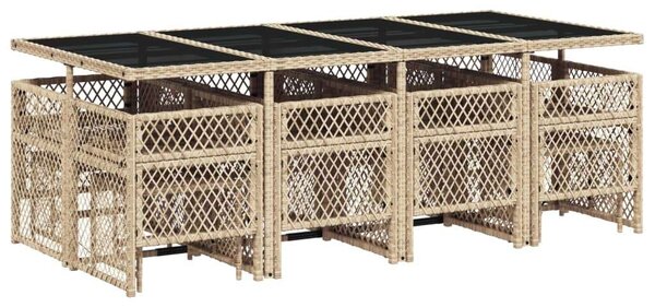 VidaXL Polyrattan Kerti Étkezőgarnitúra - 13 részes - Bézs