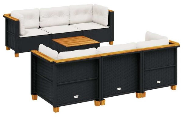 VidaXL - 7 Részes Kerti Ülőgarnitúra - Polyrattan - Fekete