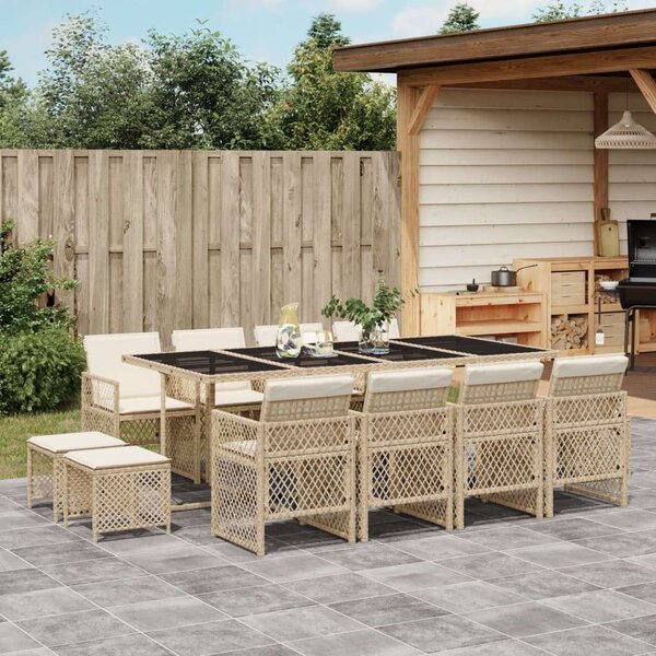 VidaXL Polyrattan Kerti Étkezőgarnitúra - 13 részes - Bézs