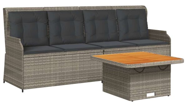 VidaXL 3 részes szürke polyrattan kerti ülőgarnitúra párnákkal