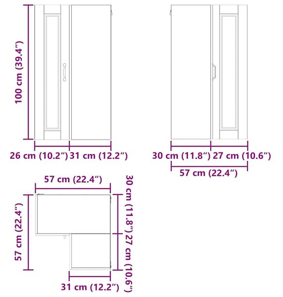 VidaXL Konyhaszekrény polcokkal Barna Tölgy 57 x 57 x 100 cm Faanyag