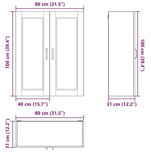 VidaXL Konyhaszekrény polcokkal Füstölt tölgy 80 x 31 x 100 cm Faanyag