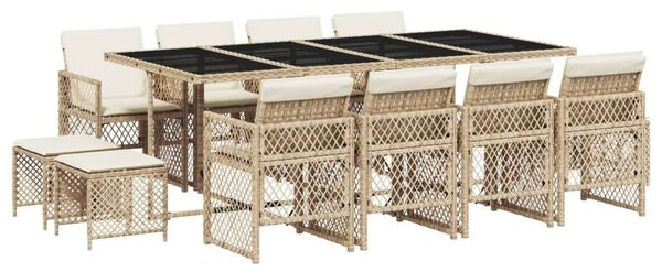 VidaXL Polyrattan Kerti Étkezőgarnitúra - 13 részes - Bézs