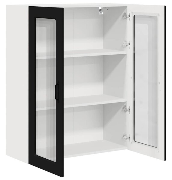 VidaXL Fali üveges szekrény PORTO Fekete 80 x 31 x 100 cm Faanyag