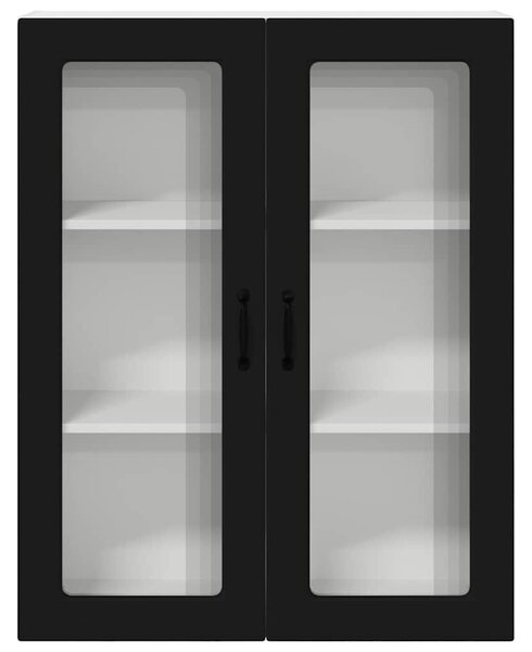 VidaXL Fali üveges szekrény PORTO Fekete 80 x 31 x 100 cm Faanyag