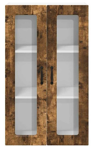 VidaXL Fali üveges szekrény PORTO Füstölt tölgy 60 x 31 x 100 cm