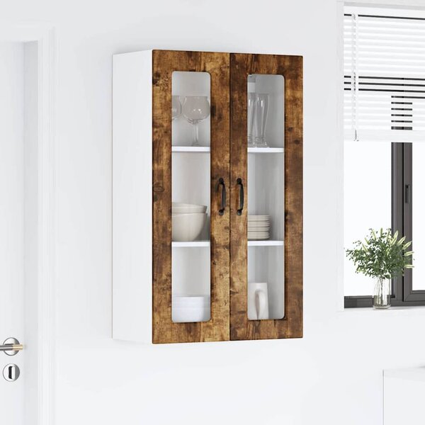 VidaXL Fali üveges szekrény PORTO Füstölt tölgy 60 x 31 x 100 cm