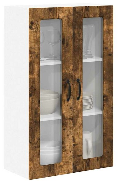 VidaXL Fali üveges szekrény PORTO Füstölt tölgy 60 x 31 x 100 cm