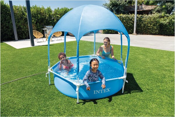 Intex Kerek medence fémkerettel és napellenzővel Canopy Metal Frame 28290NP, D183xH38 cm (szűrőszivattyút nem tartalmaz)