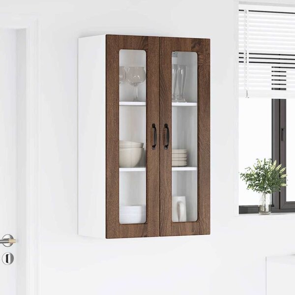 VidaXL Fali üveges szekrény PORTO Barna Tölgy 60 x 31 x 100 cm Faanyag
