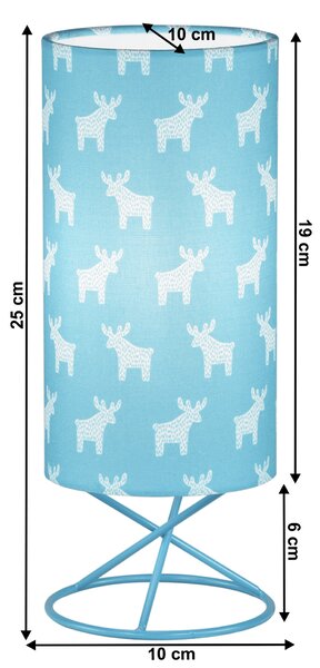 Asztali lámpa, fém/kék textil lámpaernyő, AVAM