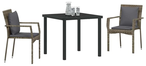 VidaXL Kert étkező szett párnával 3 pcs Szürke polirattan
