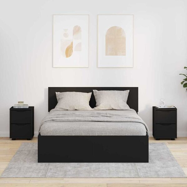 VidaXL Éjjeliszekrények fiókkal 2 pcs Fekete 30,5 x 30 x 43 cm Faanyag