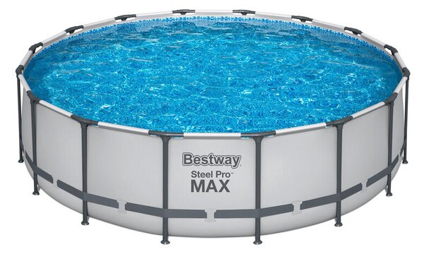 Bestway Maui Steel Pro Max, Fém szerkezetes medence vízforgatóval, kör alakú, 3, 05x0, 76 m átmérő, 4678 l űrtartalom, Szürke