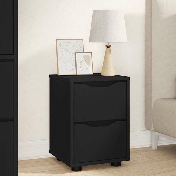 VidaXL Éjjeliszekrények fiókkal 2 pcs Fekete 30,5 x 30 x 43 cm Faanyag
