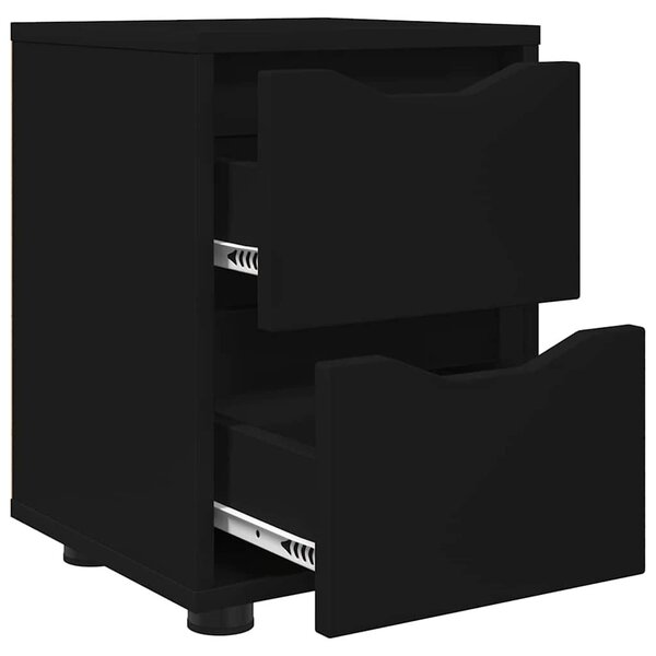 VidaXL Éjjeliszekrények fiókkal 2 pcs Fekete 30,5 x 30 x 43 cm Faanyag