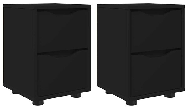 VidaXL Éjjeliszekrények fiókkal 2 pcs Fekete 30,5 x 30 x 43 cm Faanyag