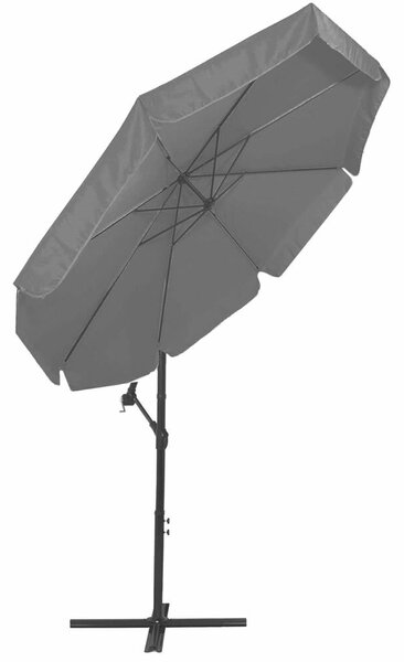 Kerti napernyő oldalra szerelt banánkarral, huzattal, 300 cm, szürke