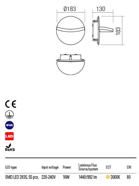 GIMBAL kültéri LED fali lámpa szürke