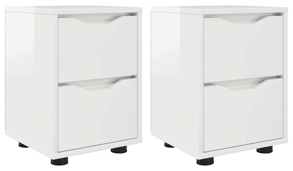 VidaXL Éjjeliszekrények 2 pcs Magas Fényű Fehér 30,5 x 30 x 43 cm