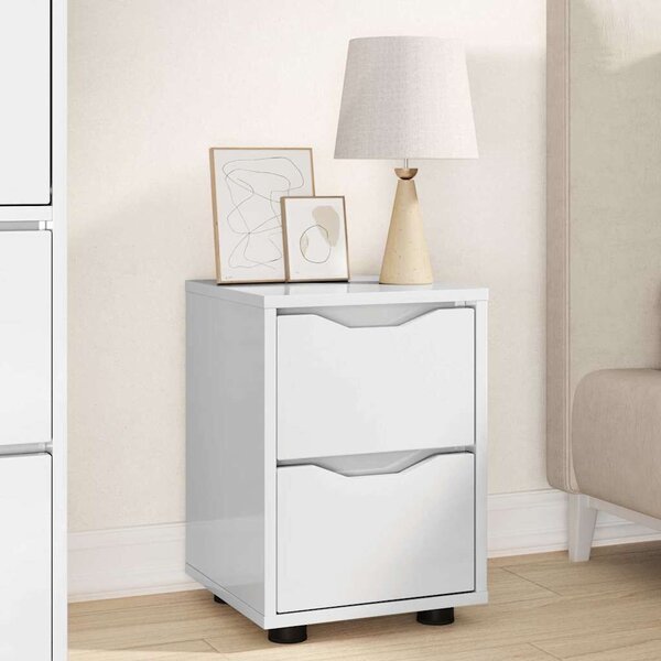 VidaXL Éjjeliszekrények 2 pcs Magas Fényű Fehér 30,5 x 30 x 43 cm
