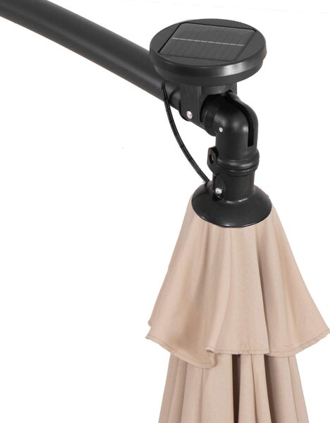Springos kerti napernyő, napelemes LED világítással, 300 cm - Bézs